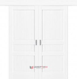 Межкомнатная дверь QXS-3 ПГ Белый ясень КУПЕ двухстворчатая Quest doors