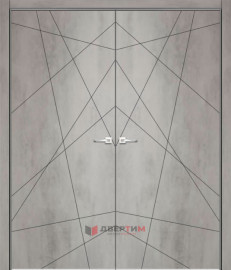 Межкомнатная дверь Графика Бетон грей распашная двухстворчатая V. Doors