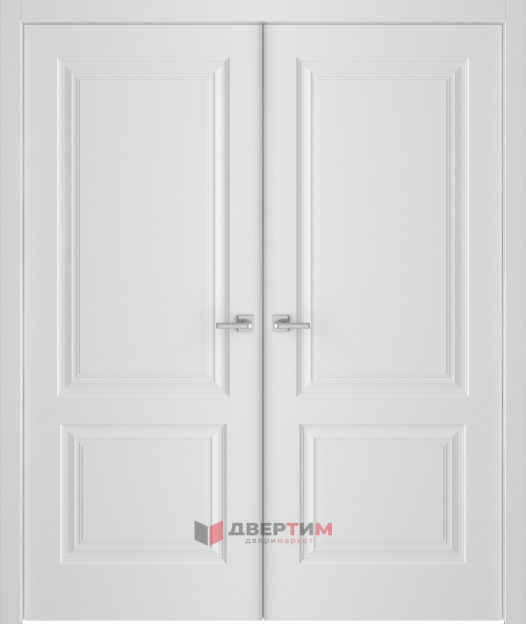 Межкомнатная дверь Симпл-5 ПГ эмаль белая распашная двухстворчатая РУМАКС