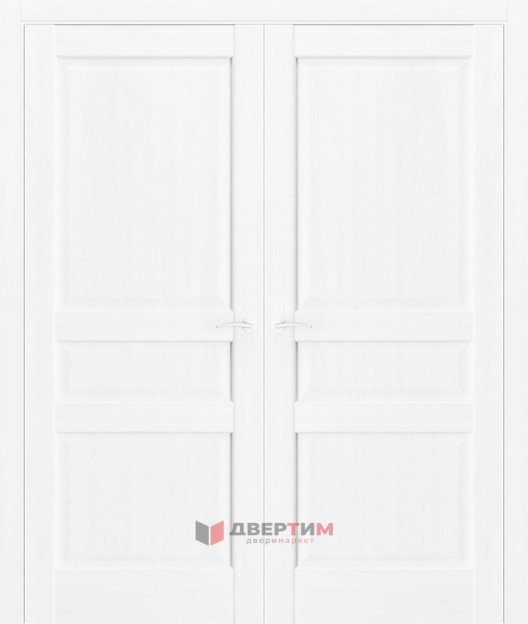 Межкомнатная дверь QXS-3 ПГ Белый ясень распашная двухстворчатая Quest doors