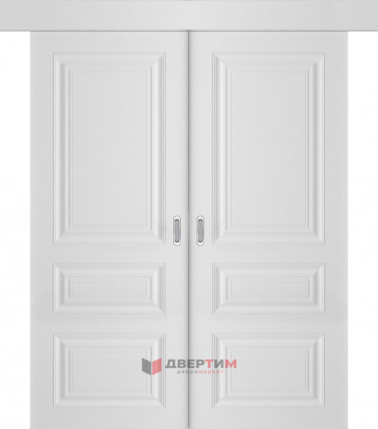 Межкомнатная дверь СК-1 Белый матовый КУПЕ двухстворчатая V. Doors