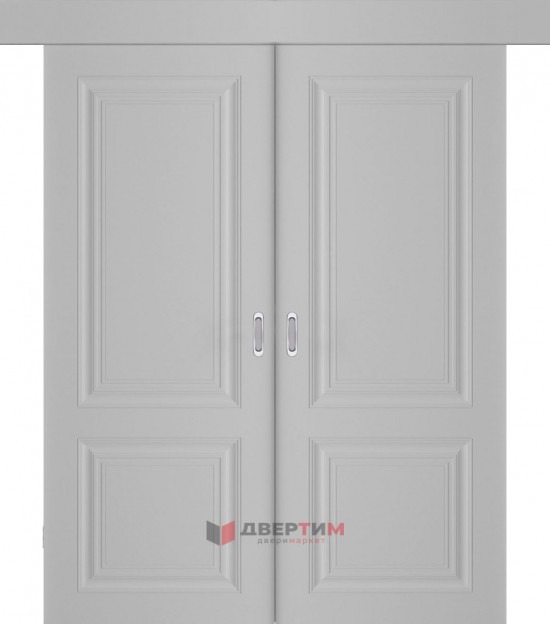 Межкомнатная дверь СК-2 Серый матовый КУПЕ двухстворчатая V. Doors